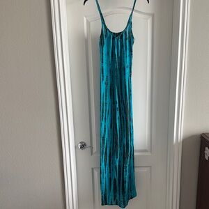 Teal Slip Dress with Black Accents